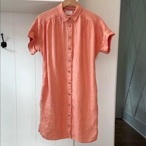 J. Crew Peach Relaxed Linen Button-Up Shirt Dress